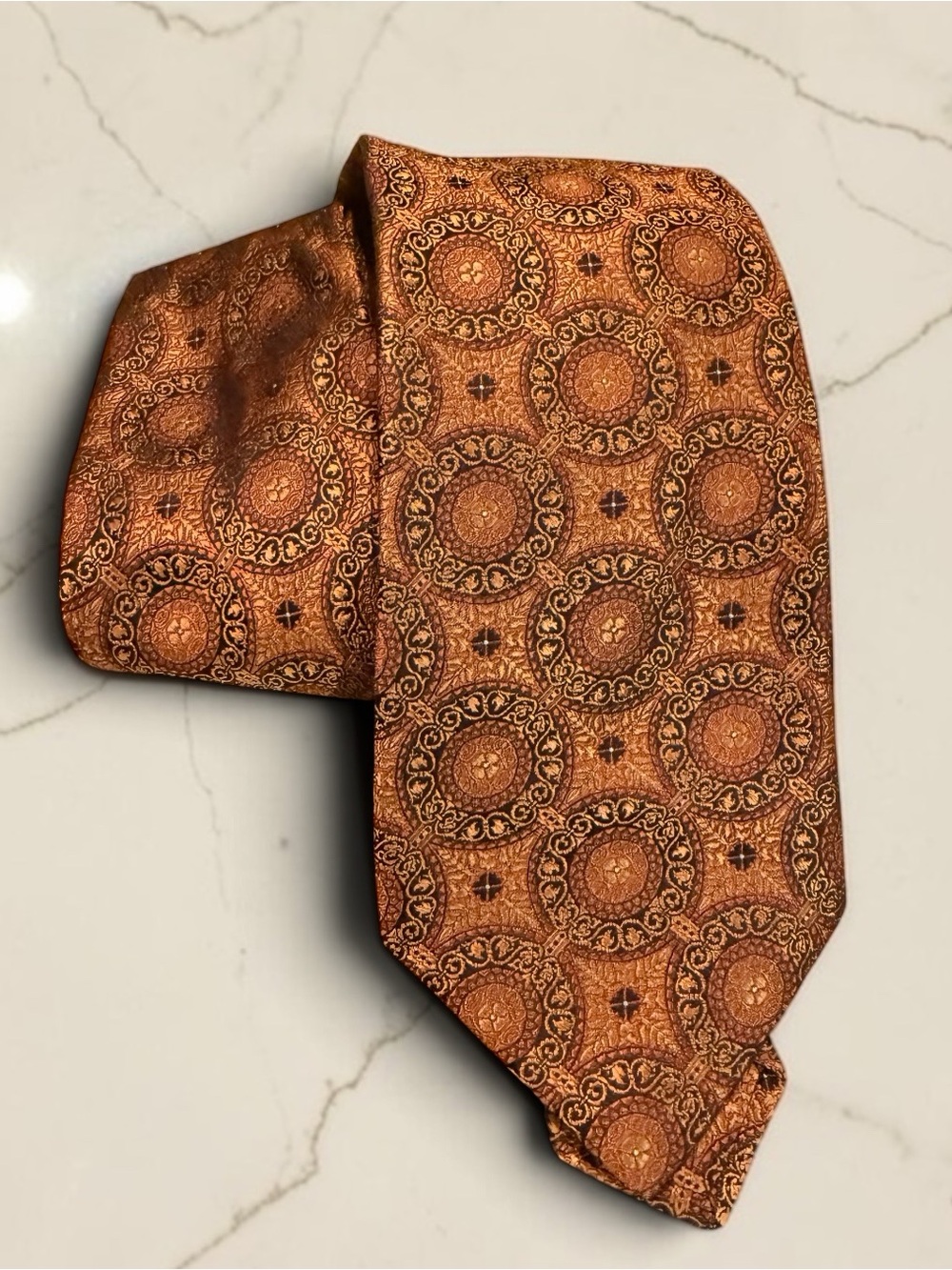 IKE Behar New York Men's Silk Orange Medallion Tie